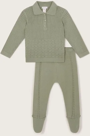 Monsoon Green Newborn Knitted Top and Leggings Set 12