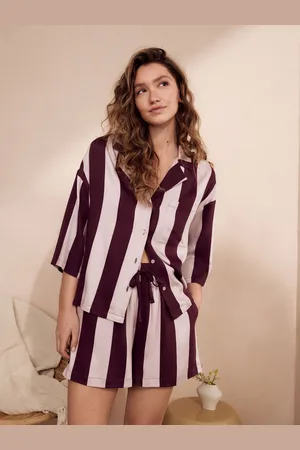 Next Berry Stripe Button Through Short Set Pyjamas AU 6