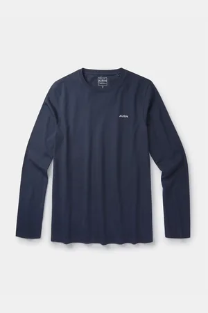 Aubin Blue Navy Camblesforth Long Sleeve 100% Cotton T-Shirt XXL