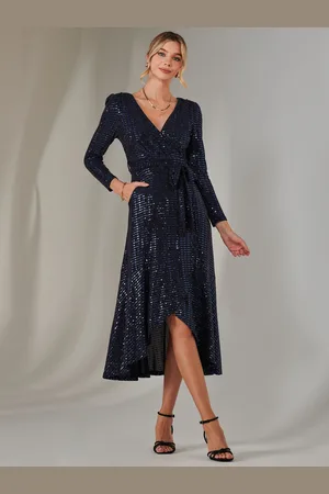 Jolie Moi Long Sleeve Metallic Spot Maxi Dress AU 10