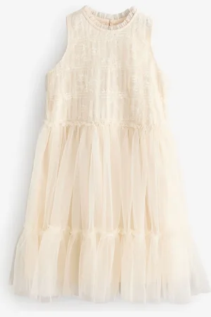 Next Tiered Mesh & Lace Flower Girl Dress (3-16yrs) 3 Years (98cm)