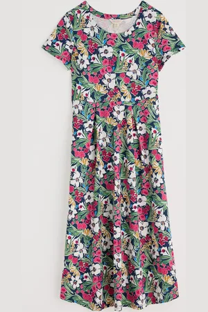 Seasalt Cornwall Multi Veronica Short Sleeve Jersey Midi Dress AU 16