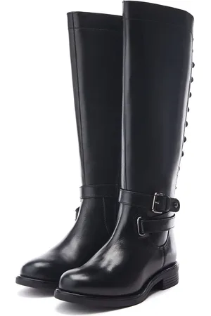 Moda In Pelle Somain Jodper Strap Detail Long Leather Black Boots AU 7 (EU 38)