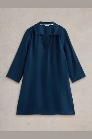 White Stuff Blue Blake 100% Linen Tunic AU 20