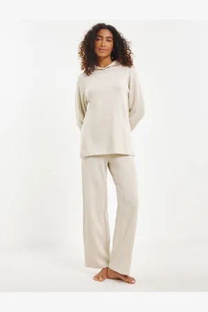 Simply Be Cream Pretty Secrets Ribbed Hooded Lounge Set AU 20-22