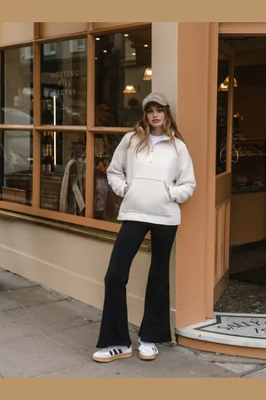 Chelsea Peers White Borg Quarter Zip Hooded Fleece AU 10