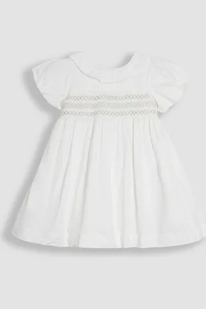 JoJo Maman Bébé Smocked Puff Sleeve Cotton Satin Flower Girl Dress 3