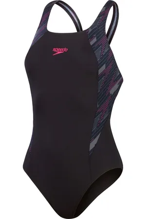 Speedo Black Womens HyperBoom Splice Muscleback Swimsuit AU 8