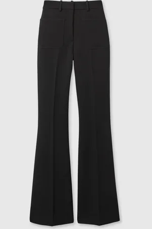 Reiss Black Priya Petite Twill High Rise Flared Trousers AU 12