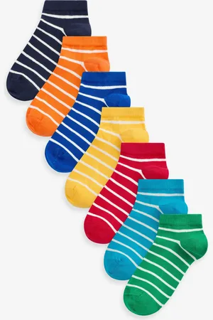 Next Rainbow Stripe Rich Trainers Socks 7 Pack 9-12 Jnr