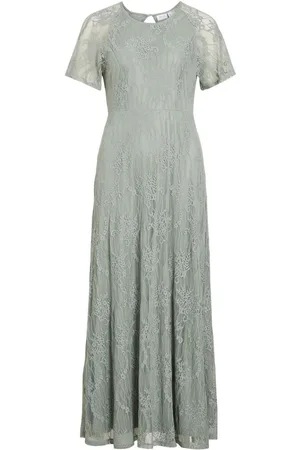 VILA Angel Short Sleeve Lace Maxi Occasion Dress
