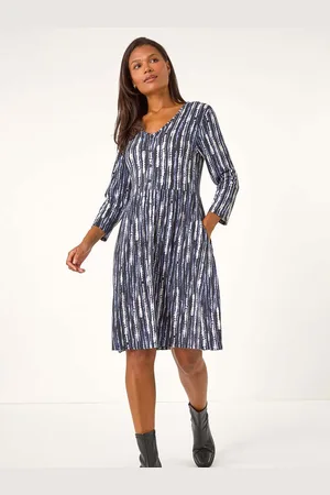 Roman Tie Dye Button Detail V-Neck Dress AU 20