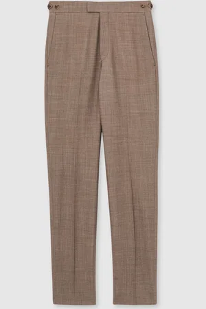 Reiss Brown Belmont Slim-Fit Suit Trousers With Wool 36