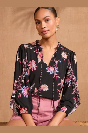 Love & Roses Pink Floral Frill Neck Blouse 10
