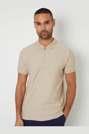 Threadbare Textured Quarter Zip 100% Cotton Polo Shirt xlarge