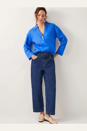 Monsoon Blue Clover 100% Linen Blouse L