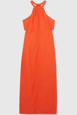 Reiss Erika Whipstitch Halterneck Midi Dress AU 6
