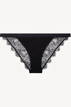 LOVE Stories Black Wild Rose Lace Briefs XXL