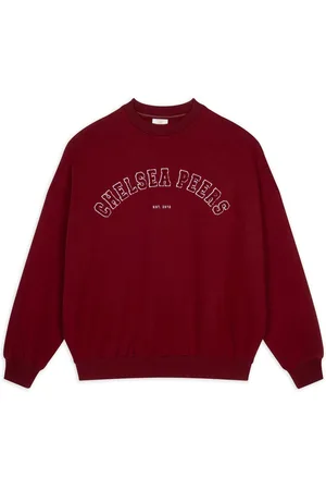 Chelsea Peers Red Cotton Embroidered Letterman Logo Sweatshirt AU 12
