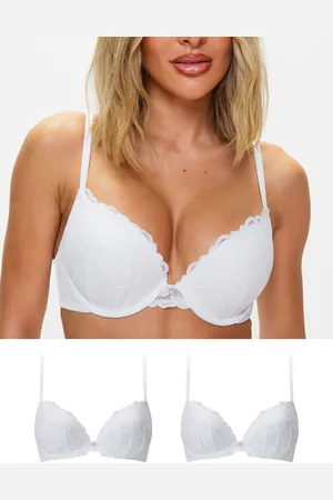 Ann Summers White Pad Plunge 2 Pack Sexy Lace Underwired Bra 38 E