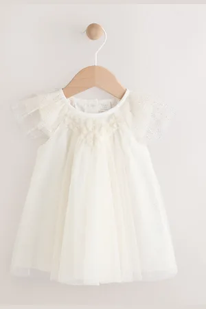 Next Mesh Sparkle Frill Shoulder Baby Dress (0mths-2yrs) Up to 3 Months (62cm)