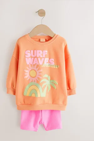 Next Peach Pink Beach Graphic Crew Sweatshirt & Shorts Set (3mths-7yrs) 1.5
