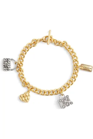 Coach Gold Tone Signature Handbag Charm Bracelet one