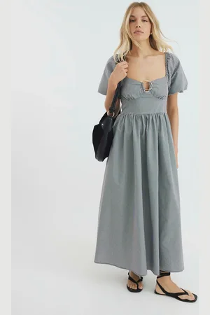 River Island Poplin Trim Detail 100% Cotton Midi Dress 14