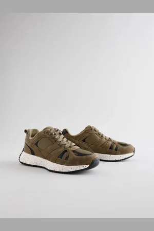 Next Khaki Green Standard Fit Forever Comfort Leather Suede Panel Detail Chunky Trainers AU 5.5 (EU 36)