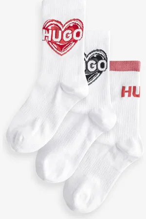 HUGO BOSS White Crew Full Trim Socks 3 Pack S-M