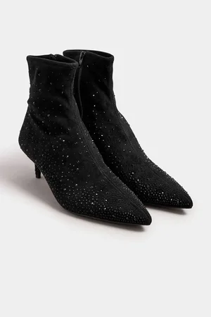Long Tall Sally Black Pointed Kitten Boots AU 12 (EU 43)