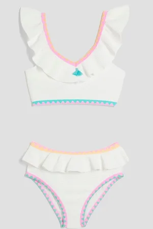 River Island White Girls Frilled Whipstitch Bikini 9