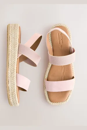Next Pink Leather Standard/Wide Fit Forever Comfort Flatform Raffia Sandals AU 11 (EU 43)