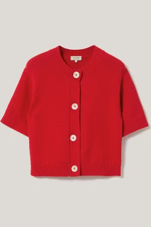 Jigsaw Red Short Sleeve Cardigan XS