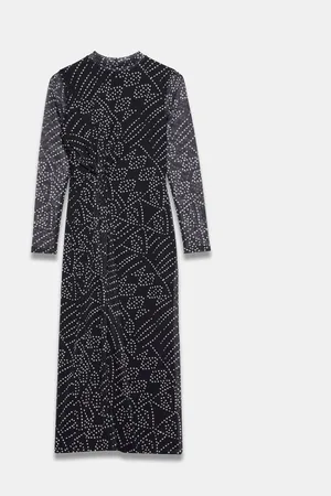 mint&berry Spot Print Mesh Midi Dress XS
