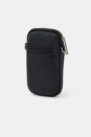 Accessorize Black Leather Phone Cross-Body Bag One