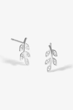 Simply Silver Silver Tone 925 Cubic Zirconia Leaf Stud Earrings One