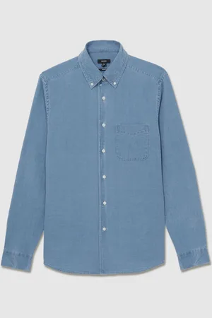 Reiss Kittle Denim Piqué Button-Through Shirt XS