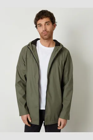 Threadbare Khaki Green Microfleece Lined Hooded Rubberised Raincoat XL