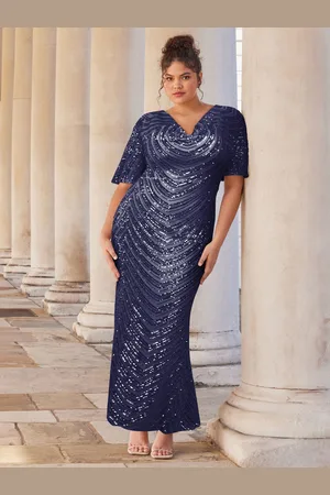 Lipsy London Curve Cowl Neck Sequin Maxi Dress AU 16