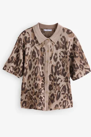 Next Knitted Collared Short Sleeve Shirt With Linen M Reg