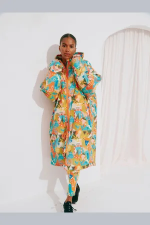 Never Fully Dressed Bright Hope Orange Print Changing Robe with Borg Lining Coat XXL Regular