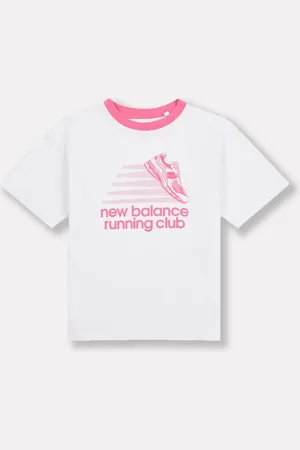 New Balance White Kids Running Club Graphic 100% Cotton T-Shirt 14