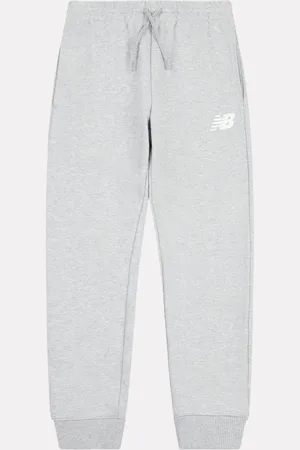 New Balance Grey Boys 100% Cotton French Terry Stacked Logo Joggers 7