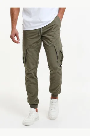 Threadbare Khaki Slim Fit Cuffed Cargo 100% Cotton Trousers L