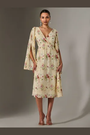Jolie Moi Chiffon Split Sleeve Midaxi Dress AU 8