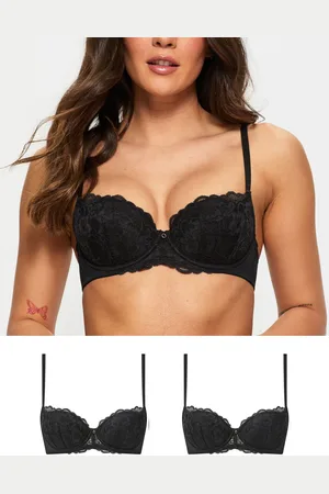 Ann Summers Black Pad Balcony 2 Pack Sexy Lace Underwired Bra 32 D