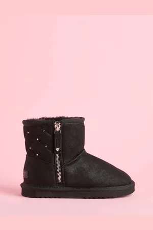 Lipsy London Black Side Zip Quilted Panel Boots AU 2 (EU 34.5)