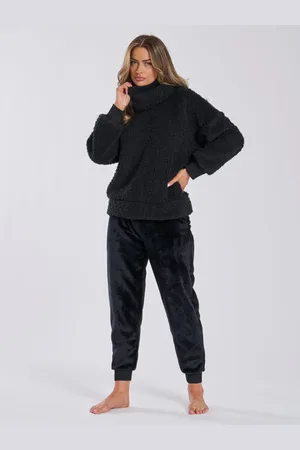 Loungeable Black Borg Removeable Snood Jumper and Luxury Fleece Jogger Lounge Set L