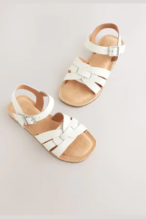 Next White Wide Fit (G) Leather Woven Sandals AU 12 (EU 30.5)